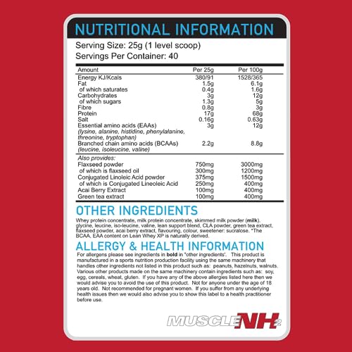 MuscleNh2 Lean Whey XP Diet Whey Protein Powder, Low Fat and Sugar, High Protein MuscleNh2Au supplements