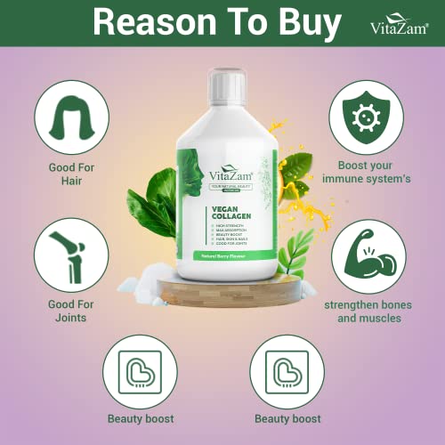 VitaZam Vegan Collagen Liquid 5000mg Hydrolyzed Collagen Peptides for Women VitaZamUS supplements