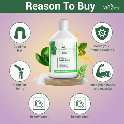 VitaZam Vegan Collagen Liquid 5000mg Hydrolyzed Collagen Peptides for Women VitaZamUS supplements
