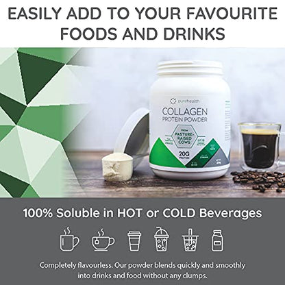 Pure Health Unflavored Collagen Powder Supplement 454g | 20g of Protein Per Serving Pure HealthUS supplements