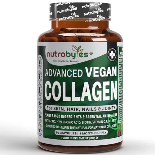 Vegan Collagen Supplement For Skin, Hair, Nails, Joints & Bones with Hyaluronic Acid, Biotin, Lysine, Bamboo Silica, Zinc, Vitamin C, D3, B12, E NUTRABYTESAu supplements