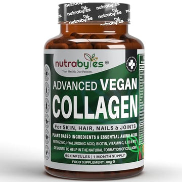 Vegan Collagen Supplement For Skin, Hair, Nails, Joints & Bones with Hyaluronic Acid, Biotin, Lysine, Bamboo Silica, Zinc, Vitamin C, D3, B12, E NUTRABYTESAu supplements