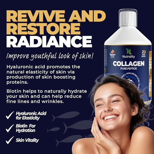 Nutrality Marine Collagen Sugar Free Liquid | Peptides, Hyaluronic Acid, Silica, Biotin, 10000mg Type 1 NutralityAu supplements
