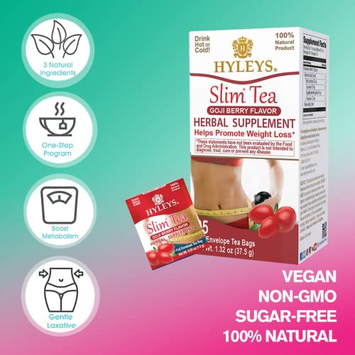 Hyleys Slim Tea Goji Berry Flavor - Weight Loss Herbal Supplement Cleanse and Detox Hyleys TeaUS supplements