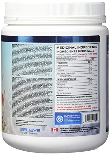 BELIEVE Pump Addict Ultimate Pre-Workout and Energy Formula Sour Peach, 550 g BelieveAu supplements