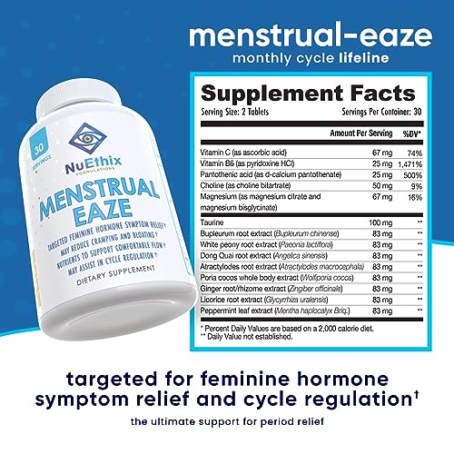 NuEthix Formulations Menstrual Eaze Dietary Supplement, Targeted Feminine Hormone Symptom Relief NuEthix FormulationsAu supplements