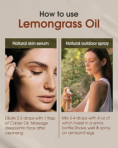 NATURE HUE Lemongrass Essential Oil - 10 mL (1/3 oz) - Pure, Natural, Therapeutic Grade NATURE HUEAu supplements