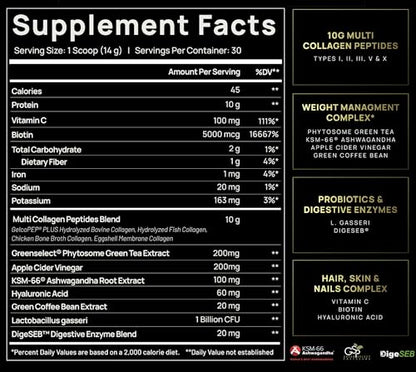 Super Collagen Burn - Premium Collagen Powder for Women Weight & Beauty w. Apple C Vinegar TERRA ELMNTUS supplements