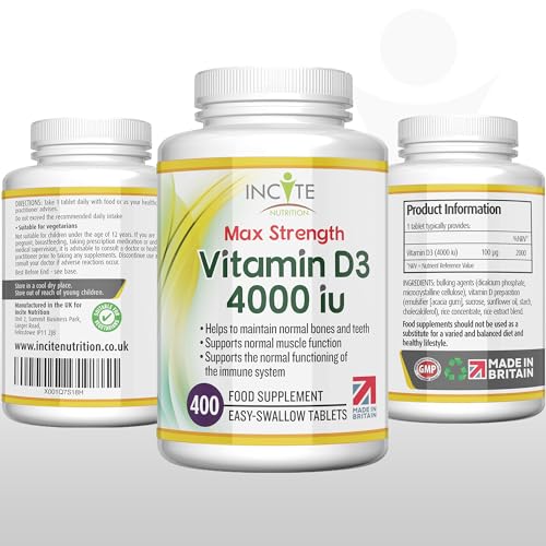 Vitamin D3 4000 iu - Vitamin D Tablets - 1 Year Supply Tablets - Vegetarian - Vitamin D Incite NutritionUS supplements