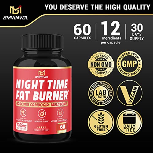 BMVINVOL Night Time Fat Burner, 12-in-1 Powerful Blend of Green Tea, Ceylon Cinnamon BMVINVOLUS supplements