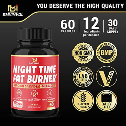 BMVINVOL Night Time Fat Burner, 12-in-1 Powerful Blend of Green Tea, Ceylon Cinnamon BMVINVOLUS supplements