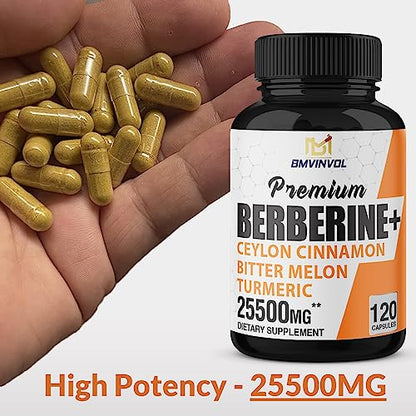 Berberine 𝟏𝟓𝟎𝟎𝟎𝐦𝐠 Ceylon Cinnamon 𝟏𝟎𝟎𝟎𝐦𝐠 Turmeric 𝟒𝟓𝟎𝟎𝐦𝐠 Green Tea 𝟐𝟎𝟎𝟎𝐦𝐠 BMVINVOLUS supplements