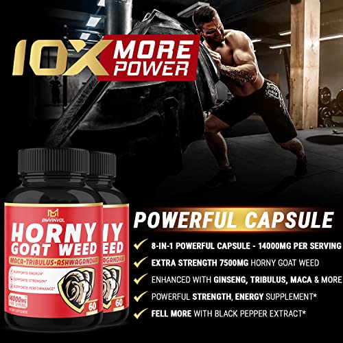 BMVINVOL (2 Packs) Horny Goat Weed Capsules, 14000mg Herbal Equivale BMVINVOLUS supplements