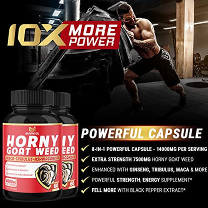 BMVINVOL (2 Packs) Horny Goat Weed Capsules, 14000mg Herbal Equivale BMVINVOLUS supplements