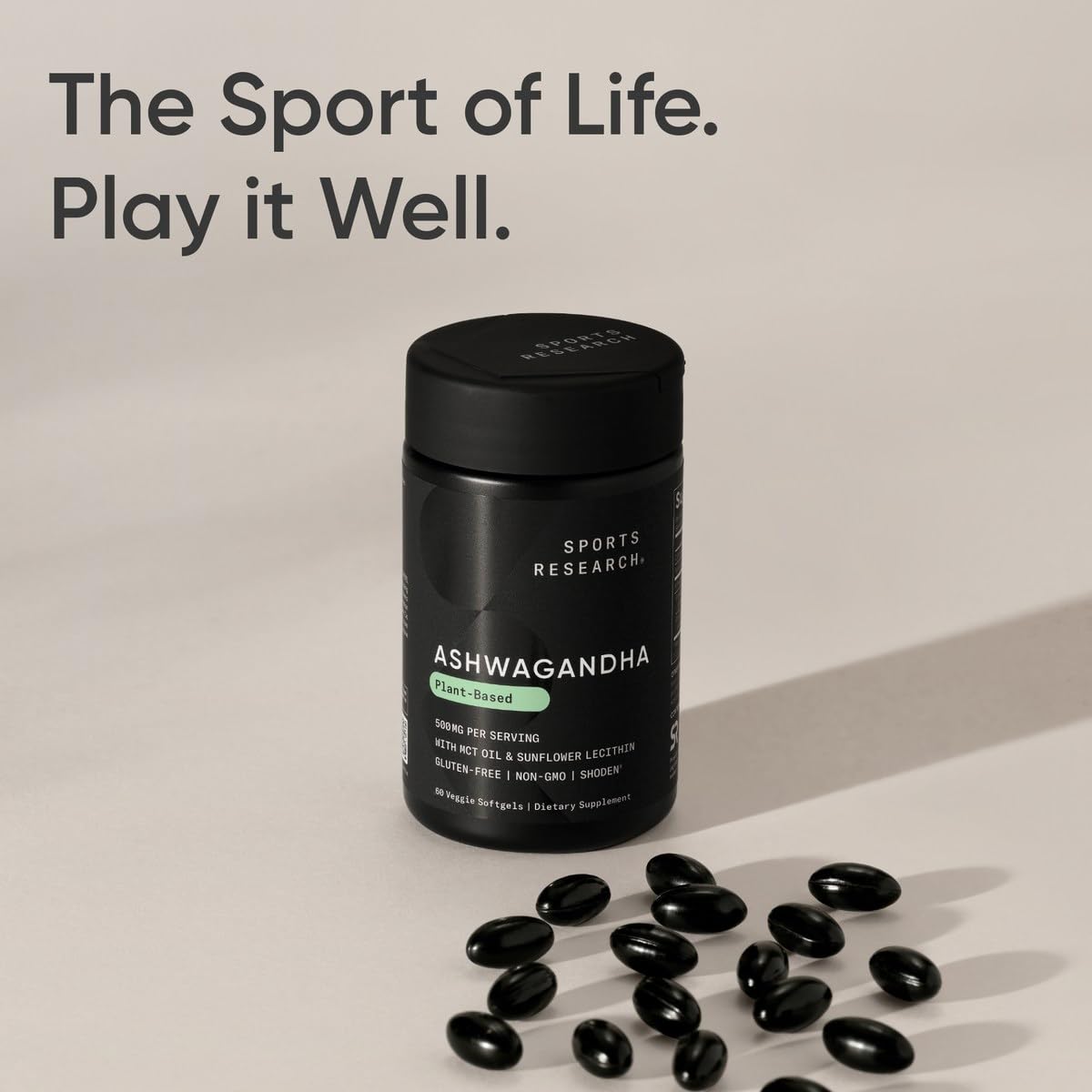 Sports Research® Ashwagandha Softgels with Coconut MCT Oil - Natural Adaptogen Made with Shoden® Ashwa for Relaxation, Calm & Sleep Support - Gluten Free & Vegan Friendly - 60 Count Sports ResearchAu supplements