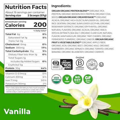 Orgain Organic Sport Vegan Protein Powder, Vanilla - 30g Plant Based Protein, For Pre-Work OrgainUS supplements