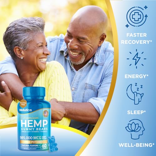 Wellution Hemp Gummies 985,000 High Potency - Fruity Gummy Bear with Hemp Oil WellutionUS supplements