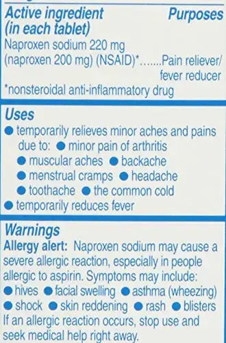 Aleve Tablets with Naproxen Sodium, 220mg (NSAID) Pain Reliever/Fever Reducer, 24 Count, Blue AleveAu supplements