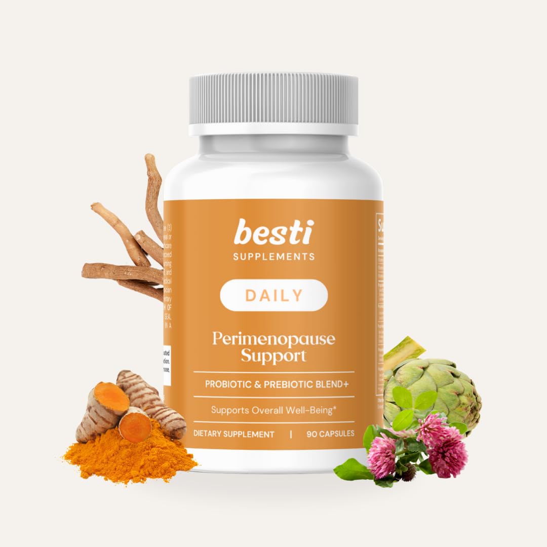 Besti Supplements Daily Perimenopause Support – Probiotic & Prebiotic Blend – Supports Overall Well-Being – 90 Capsules BestiAu supplements