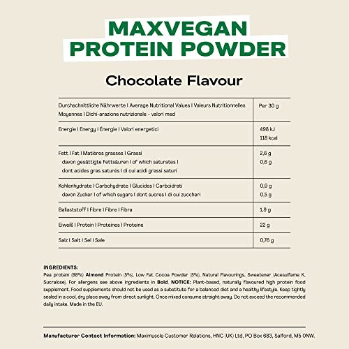 MaxiNutrition - MaxVegan Protein Powder, Chocolate - Plant Based Protein Food Supplement MaxiNutritionAu supplements
