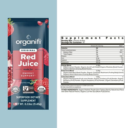 Organifi Red Juice - Vegan Energy Powder - Berry-Flavored Adaptogen Drink - Caffeine OrganifiUS supplements