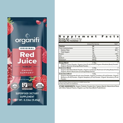 Organifi Red Juice - Vegan Energy Powder - Berry-Flavored Adaptogen Drink - Caffeine OrganifiUS supplements