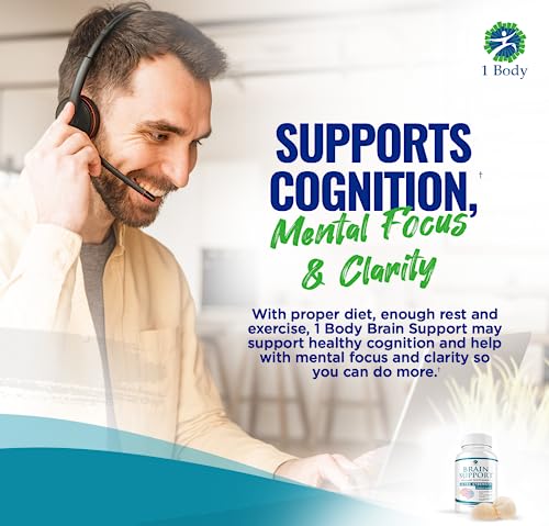 1 Body Brain Support: Twin Pack - 90 Capsules Each - Alpha GPC 1 BodyAu supplements