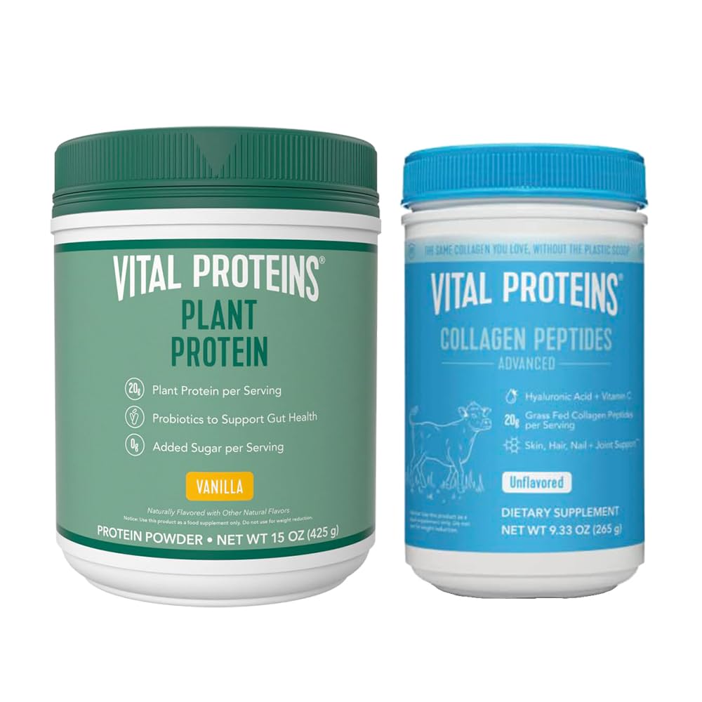 Vital Proteins Collagen Peptides Powder, 9.33 oz Unflavored + 15 oz Vanilla Plant Protein Vital ProteinsUS supplements