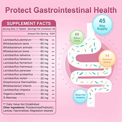 Probiotics-for-Women, Probiotics and Prebiotics, Cranberry and D-Mannose, 50-Billion NATURE TARGETUS supplements