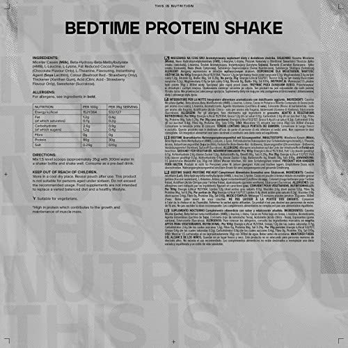 Bulk Bedtime Protein Shake, Micellar Casein Protein Powder, Strawberry, 500 g, Packaging May Vary BulkAu supplements