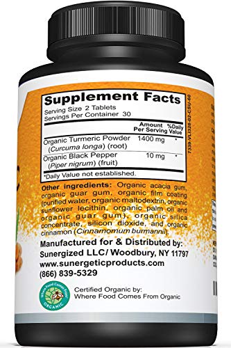 USDA Certified Organic Turmeric Supplement – Includes Organic Turmeric & Organic Black SunergeticUS supplements