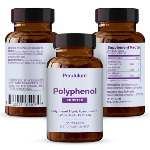 Pendulum Polyphenol Booster, Antioxidant from Superfoods, Beneficial Plant Compounds for Good Health, Helps Boost Akkermansia Muciniphila for Men & Women (60 Capsules, 1-Pack) PendulumUS supplements