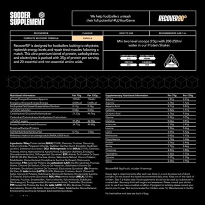 Soccer Supplement - Recover90® Complete Recovery Shake - 31grams of Protein Isolate SOCCER SUPPLEMENTUS supplements