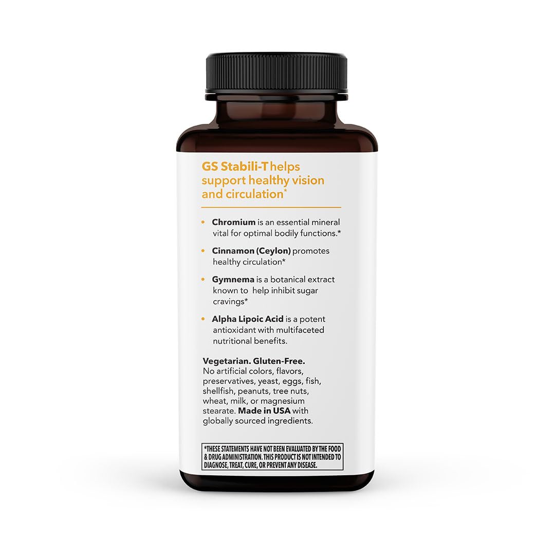 LifeSeasons GS Stabili-T - Blood Sugar Support Supplement - Healthy Circulation & Vision - Maintain Normal Levels - Chromium Cinnamon Gymnema Bilberry & Alpha Lipoic Acid - 90 Capsules LifeSeasonsAu supplements
