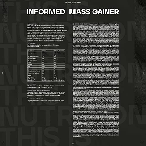 Bulk Informed Mass, Mass Gainer, Whey Protein Shake, Double Chocolate, 3 kg, Packaging May Vary BulkAu supplements