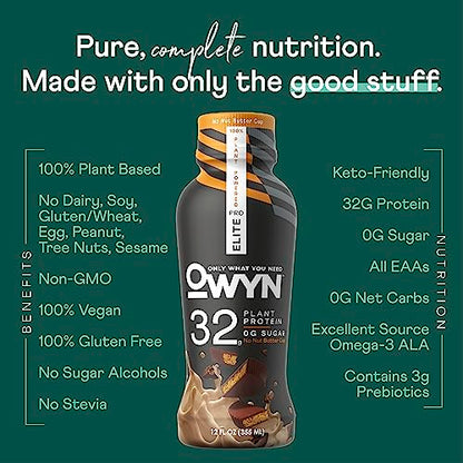 Pro Elite Vegan Plant-Based High Protein Keto Shake, No Nut Butter Cup, Zero Sugar OWYN Only What You NeedUS supplements