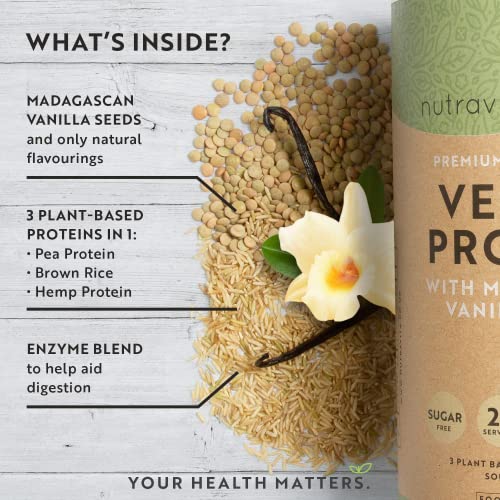 Vegan Protein Powder - Vanilla Flavour - Plant-Based High Protein Powder - 25g Protein per 36g Serving NutravitaAu supplements