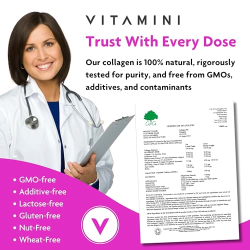 Premium Collagen Supplements for Women - High Strength Marine Collagen with Hyaluronic Acid, Biotin, Vitamin C & E V VitaminiAu supplements