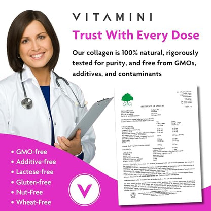 Premium Collagen Supplements for Women - High Strength Marine Collagen with Hyaluronic Acid, Biotin, Vitamin C & E V VitaminiUS supplements