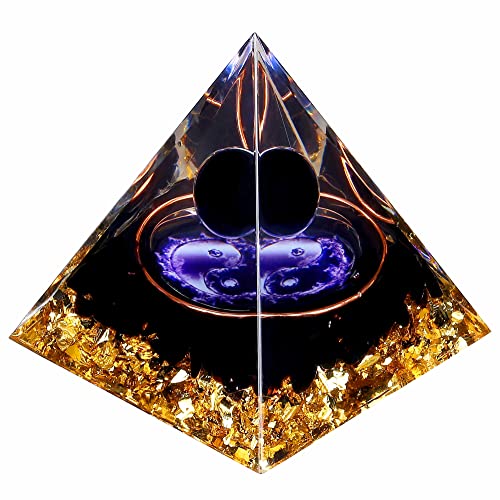 Yin Yang Healing Crystal Orgonite Pyramid - Tai Chi with Obsidian Ball - Taiji Reiki Chakra Meditation FENGSHUI-CAISHENAu supplements