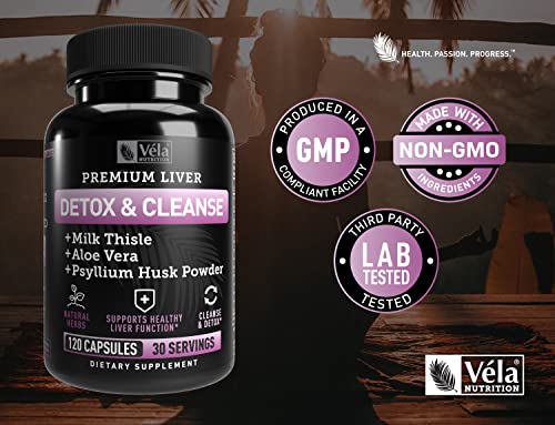 Véla Colon Cleanse & Liver Detox Formula Cleanse - 22 Herbs with Milk Thistle, Turmeric VélaAu supplements