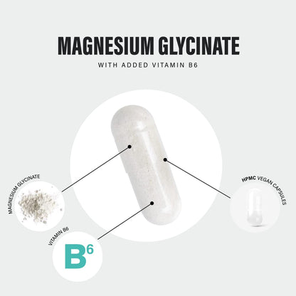 Magnesium Glycinate Supplements & Vitamin B6 - 120 High Strength Capsules SS Sport SuppliesUS supplements