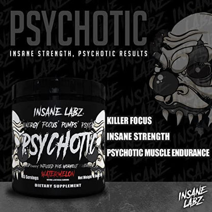 Insane Labz Psychotic Black Edition Mid Stimulant Pre Workout Powder, Energy Focus Insane LabzUS supplements