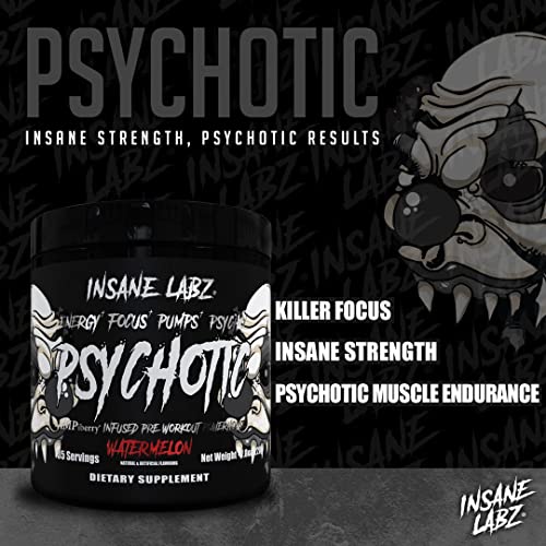 Insane Labz Psychotic Black Edition Mid Stimulant Pre Workout Powder, Energy Focus Insane LabzAu supplements