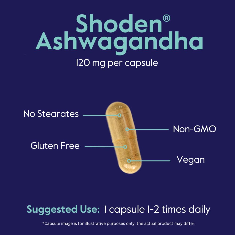 BESTVITE Advanced Ashwagandha 120mg w/Shoden (120 Vegetarian Capsules) - Clinically Studied Containing Industry Leading 35% Withanolide Glycosides - No Stearates - Vegan - Non GMO - Gluten Free BESTVITEAu supplements