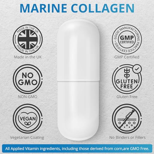 Applied vitamin Marine Collagen Capsules 2000mg-Enhance with Hyaluronic Acid, Zinc, Vitamin C & Biotin 120 Applied VitaminUS supplements