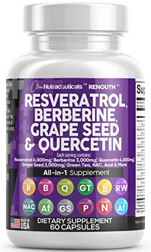 Resveratrol 6000mg Berberine 3000mg Grape Seed Extract 3000mg Clean NutraceuticalsUS supplements