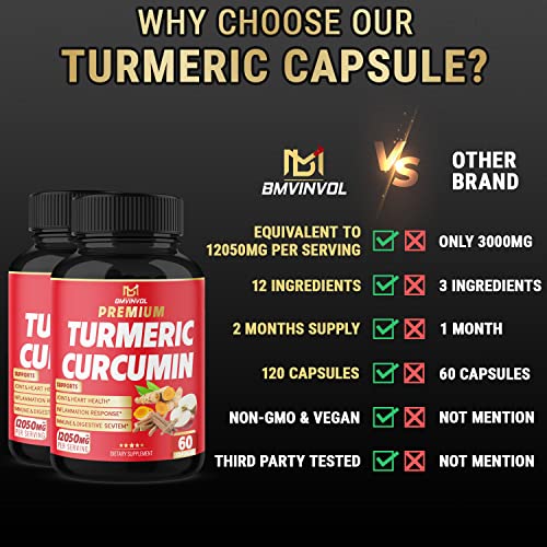 (2 Packs) Premium Turmeric Curcumin Supplement 12050mg with Ginger, Apple Cider Vinegar BMVINVOLAu supplements