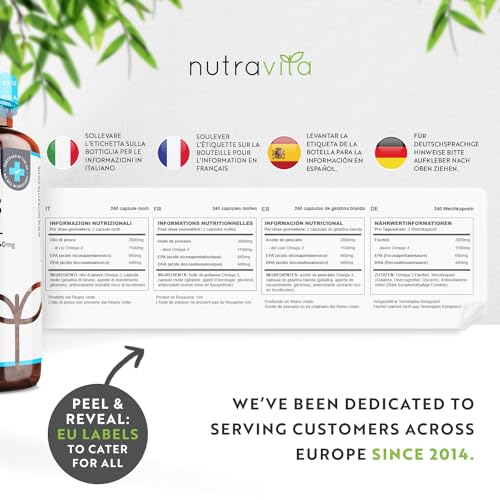 Omega 3 2000mg with 660mg EPA & 440mg DHA per Serving - 240 Softgel Capsules NutravitaUS supplements