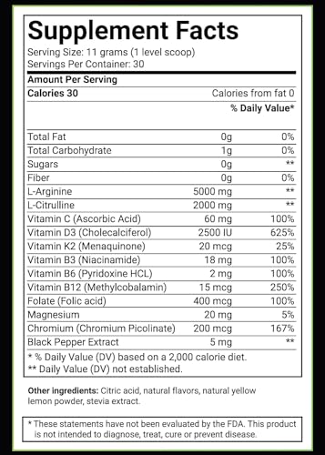BlueEarth Company L-Arginine 5000mg + L-Citrulline Complex Powder Supplement Drink BlueEarth CompanyAu supplements